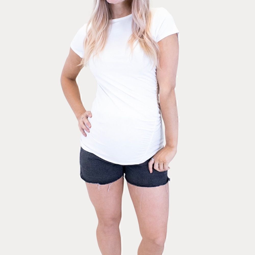Luxe Essentials Denim Maternity Jean Shorts XS